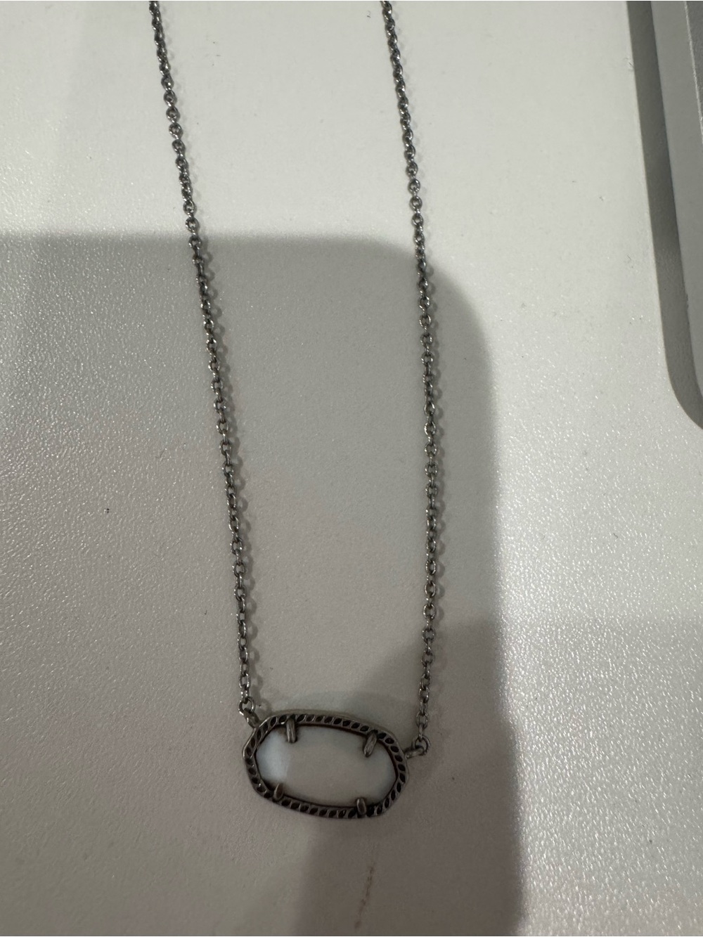 Kendra Scott Silver Textured Oval Link Necklace - Silver